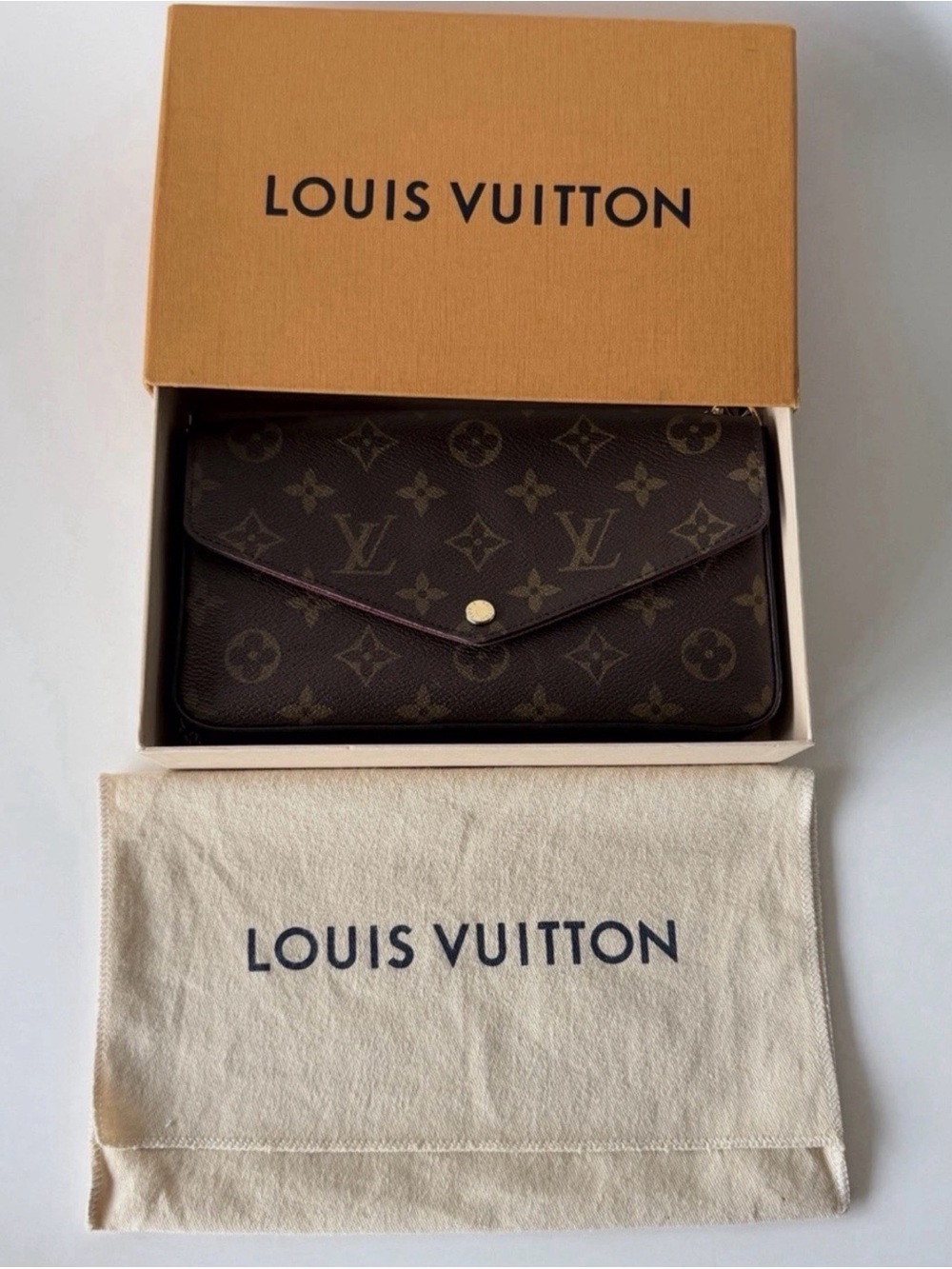 Louis Vuitton Monogram Envelope Wallet in Dark Brown with Gold Snap